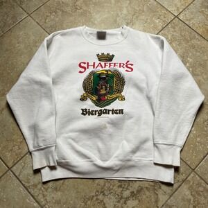 Delta Shaffer's Biergarten‎ Sweatshirt Graphic Crewneck Made In USA White L